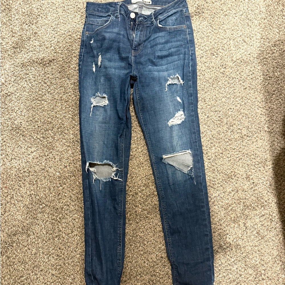 Nordstrom Dark Blue Distressed Skinny Jeans